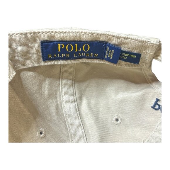 Vintage Ralph Lauren Polo Hat Baseball Cap Unisex Adjustable Strap Back Beige - Picture 5 of 6